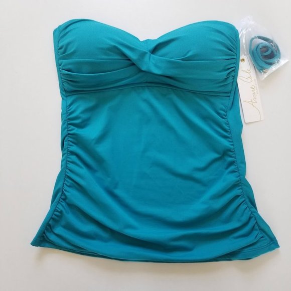 Anne Cole Signature Twist Front Shirred Bandeukini Swim Top Size Small - Picture 5 of 9
